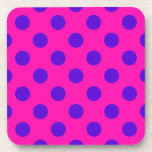 Blue polka dots on fuchsia coaster<br><div class="desc">Blue polka dots on fuchsia</div>