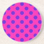 Blue polka dots on fuchsia coaster<br><div class="desc">Blue polka dots on fuchsia</div>
