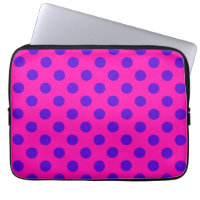 Blue polka dots on fuchsia