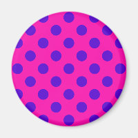 Blue polka dots on fuchsia