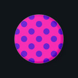 Blue polka dots on fuchsia magnet<br><div class="desc">Blue polka dots on fuchsia</div>