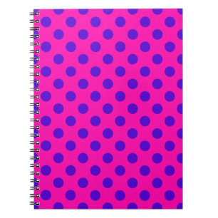 Blue polka dots on fuchsia spiral notebook