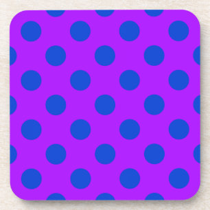 Blue polka dots on purple coaster
