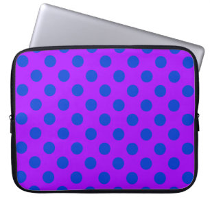 Blue polka dots on purple laptop sleeve