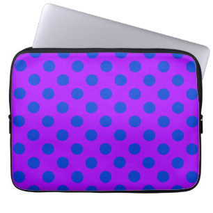 Blue polka dots on purple laptop sleeve