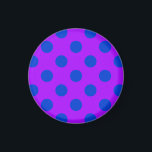 Blue polka dots on purple magnet<br><div class="desc">Blue polka dots on purple</div>