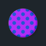 Blue polka dots on purple magnet<br><div class="desc">Blue polka dots on purple</div>