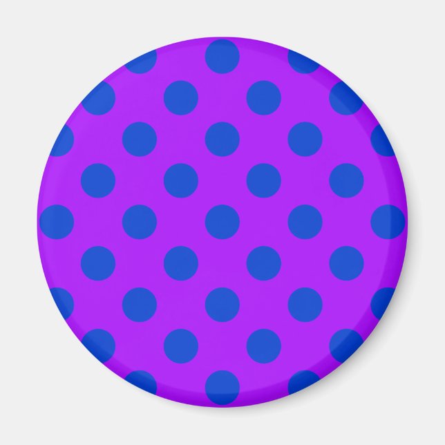 Blue polka dots on purple magnet (Front)
