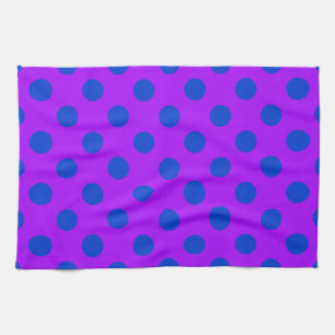 Blue polka dots on purple tea towel