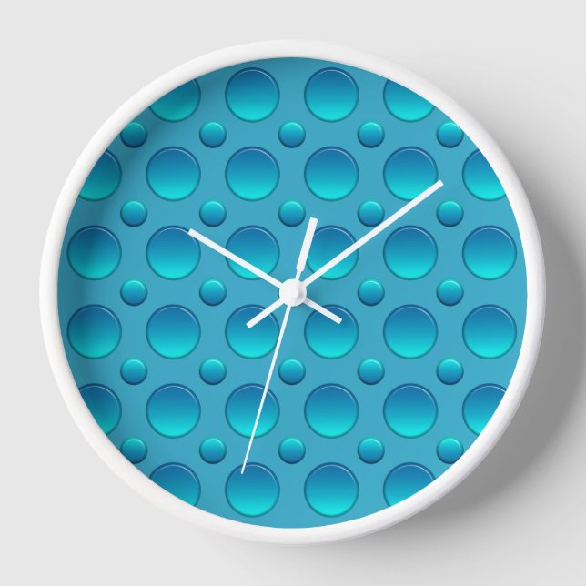 blue polka dots pattern clock (Front)
