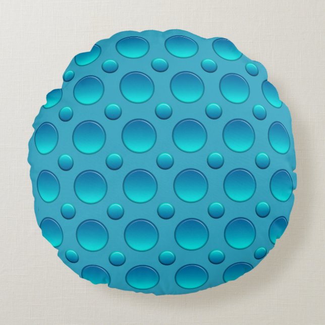 blue polka dots pattern round cushion (Front)