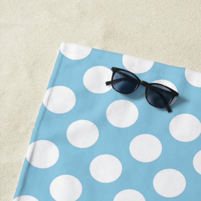 Blue Polka Dots, Polka Dot Pattern, Dots, Dotted Beach Towel (In Situ)