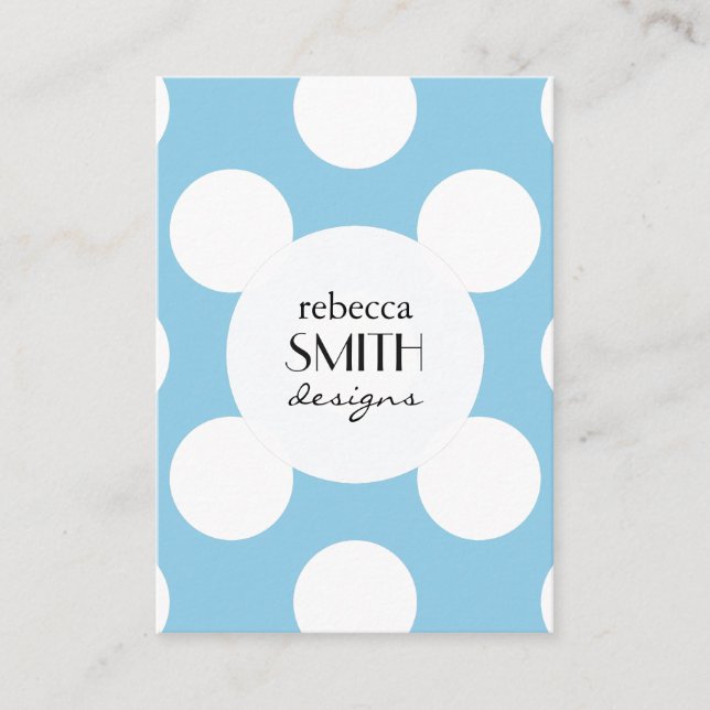 Blue Polka Dots, Polka Dot Pattern, Dots, Dotted Business Card (Front)