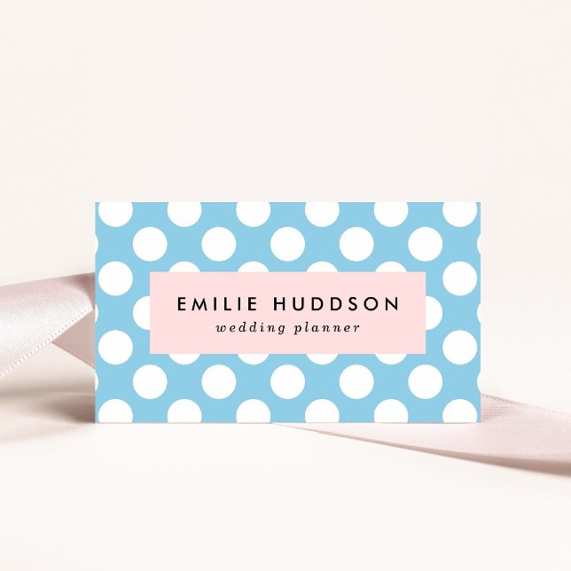Blue Polka Dots, Polka Dot Pattern, Dots, Dotted Business Card (Creator Uploaded)