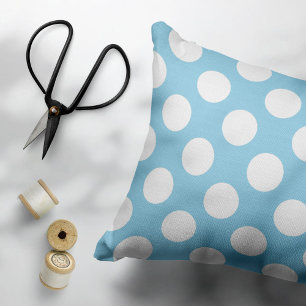 Blue Polka Dots, Polka Dot Pattern, Dots, Dotted Decorative Cushion