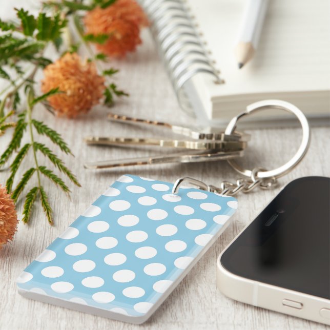 Blue Polka Dots, Polka Dot Pattern, Dots, Dotted Key Ring (Front Right)