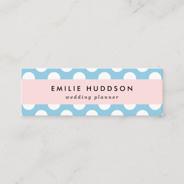 Blue Polka Dots, Polka Dot Pattern, Dots, Dotted Mini Business Card (Front)