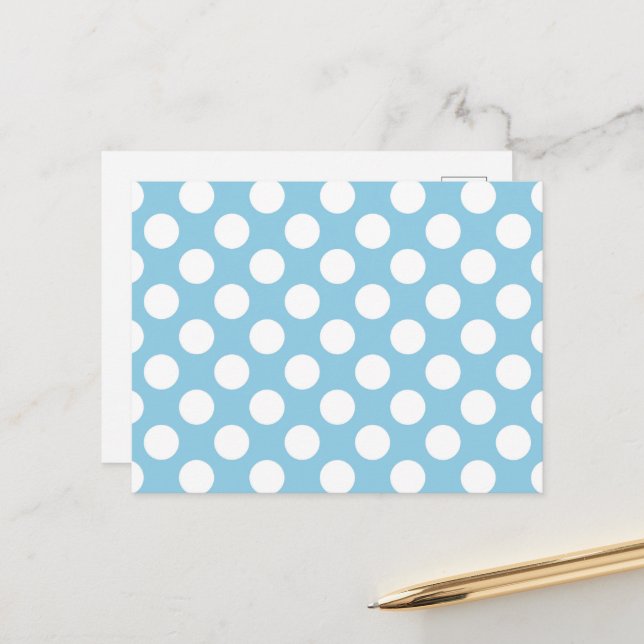 Blue Polka Dots, Polka Dot Pattern, Dots, Dotted Postcard (Front/Back In Situ)
