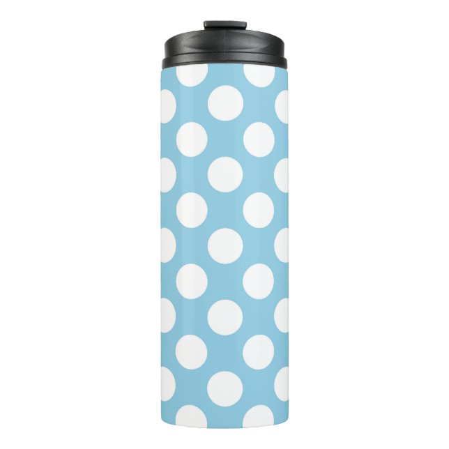 Blue Polka Dots, Polka Dot Pattern, Dots, Dotted Thermal Tumbler (Front)