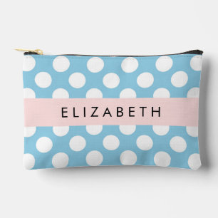 Blue Polka Dots, Polka Dot Pattern, Your Name Accessory Pouch