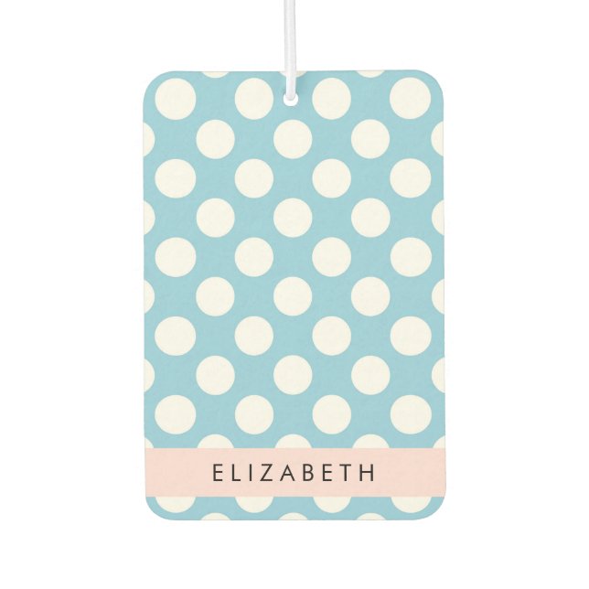 Blue Polka Dots, Polka Dot Pattern, Your Name Car Air Freshener (Front)
