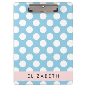 Blue Polka Dots, Polka Dot Pattern, Your Name Clipboard