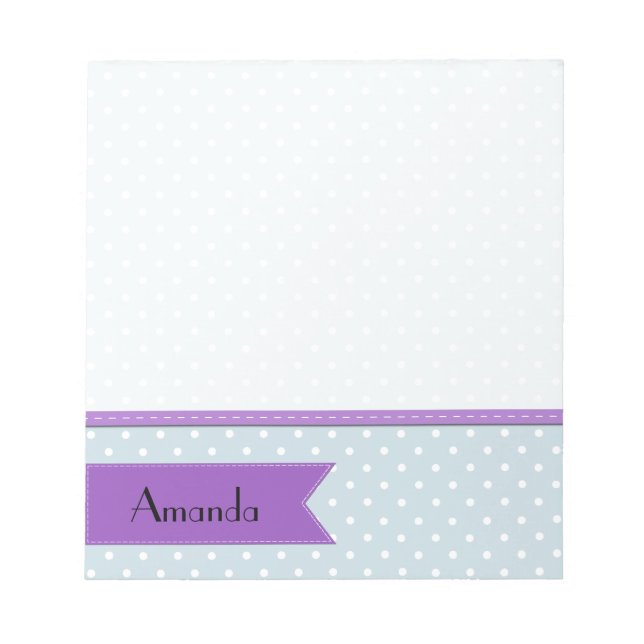 Blue Polka Dots, Polka Dot Pattern, Your Name Notepad (Front)
