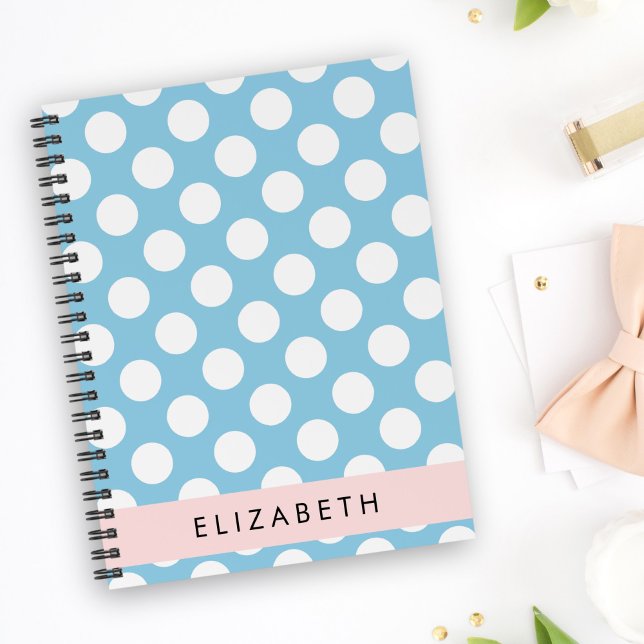 Blue Polka Dots, Polka Dot Pattern, Your Name Planner (Creator Uploaded)