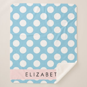 Blue Polka Dots, Polka Dot Pattern, Your Name Sherpa Blanket