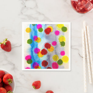 Blue polka dots watercolor abstract napkin