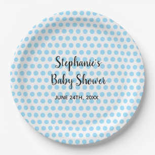 Blue Polka Dots White Baby Shower Boys Girls Cute Paper Plate