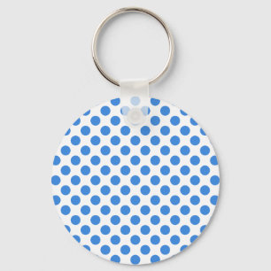 Blue Polka Dots with Customisable Background Key Ring