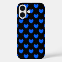 Blue polka hearts on black