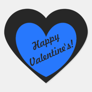 Blue polka hearts on black heart sticker