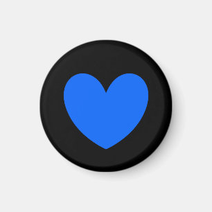 Blue polka hearts on black magnet