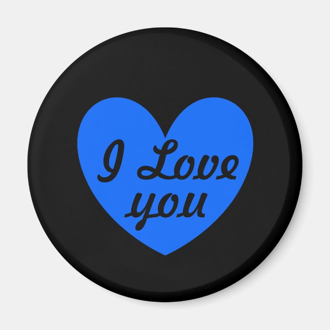 Blue polka hearts on black magnet (Front)