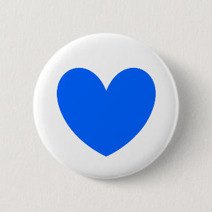 Blue polka hearts on white 6 cm round badge