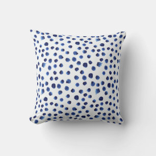 Blue Polka: Watercolor Dot Seamless. Cushion