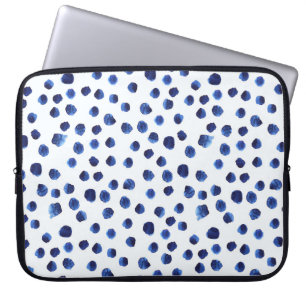 Blue Polka: Watercolor Dot Seamless. Laptop Sleeve