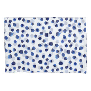 Blue Polka: Watercolor Dot Seamless. Pillowcase