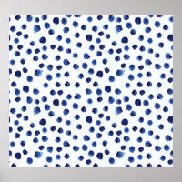 Blue Polka: Watercolor Dot Seamless.