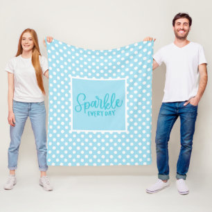 Blue Polkadot Glam Girly Typography Trendy Fleece Blanket