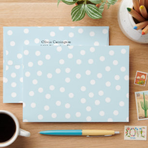 Blue Polkadot Return Address Modern Envelope