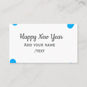 Blue polkadots happy new year add name messasimple business card