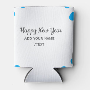 Blue polkadots happy new year add name messasimple can cooler