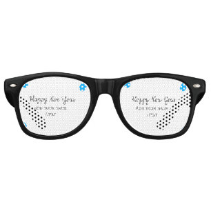 Blue polkadots happy new year add name messasimple retro sunglasses