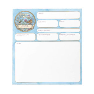 Blue Pollinator Garden Seed‑Sowing Record Notepad
