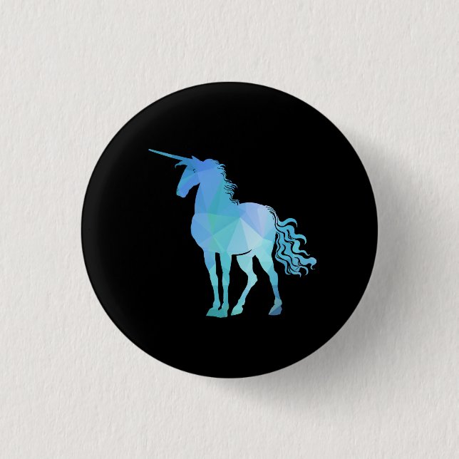 Blue Polygon Unicorn Button (Front)