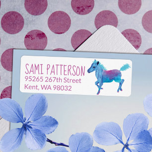 Blue Pony Return Address Label Sheet