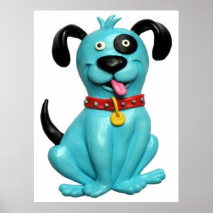 Blue Pooch Baby Boy Shower Nursery Poster